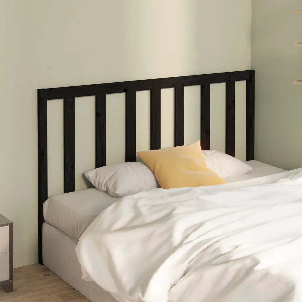 Testiera | Testata per Letto Nera 146x4x100 cm in Legno Massello di Pino