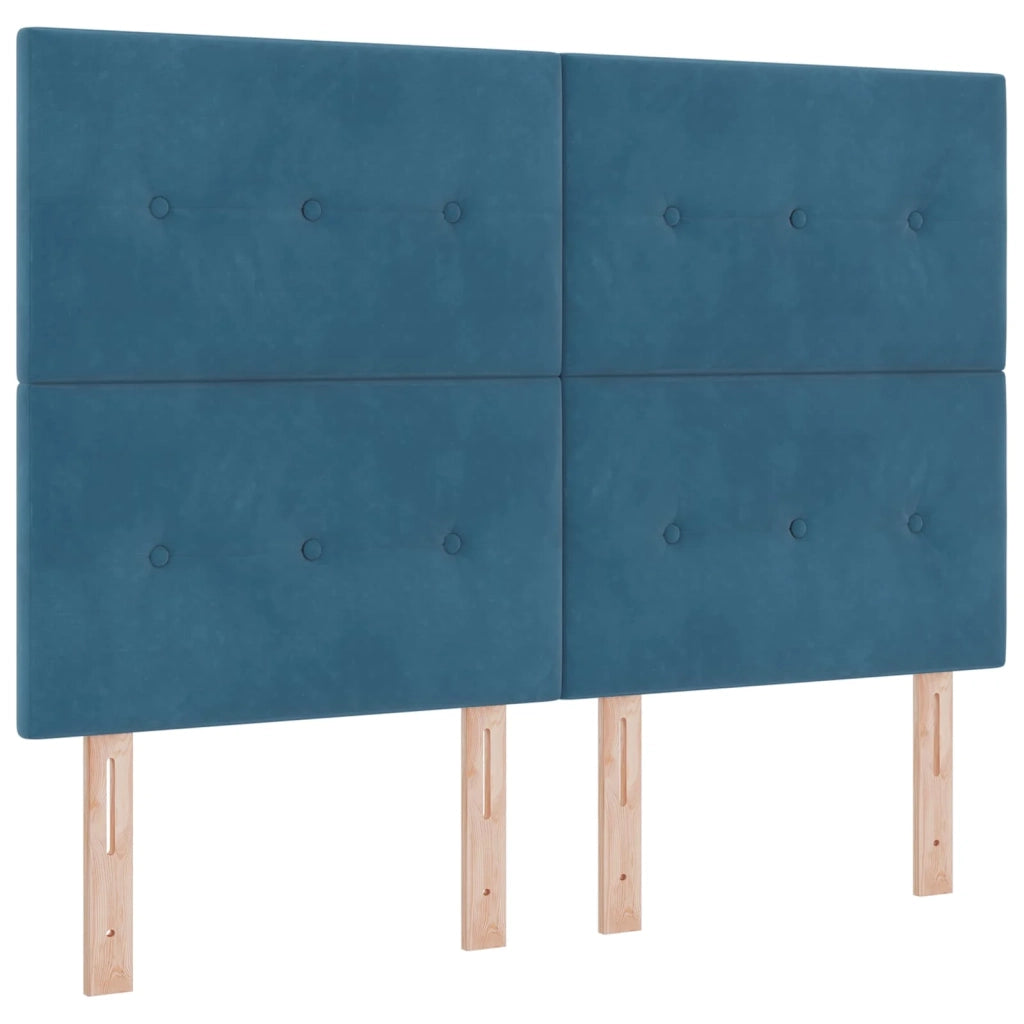 Letto Box Spring LED con Materasso Blu 160 x 200 cm Velluto 3456105