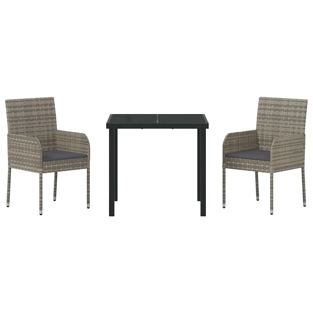 Set da Pranzo per Giardino con cuscino 3 pcs Grigio polyrattan 3380106