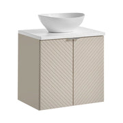 Set AOKI: mobile sottolavabo con armadietti 60cm + piano lavabo bianco + lavabo bianco rotondo da appoggio