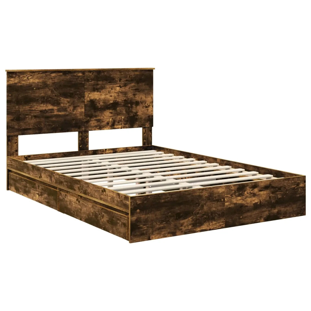 Letto con Contenitore con testiera Rovere fumé 160 x 200 cm 3409535