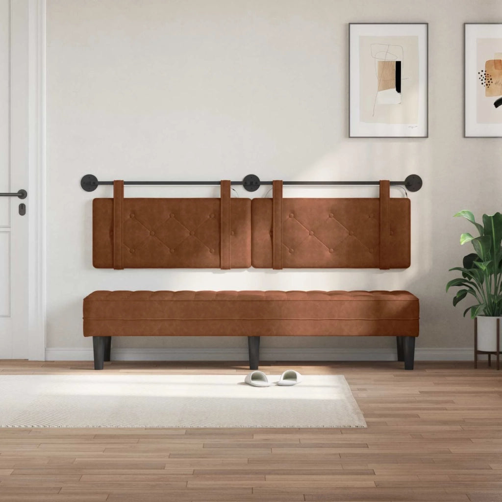 Testiera sospesa Con luce LED Marrone PU Antico 3424242