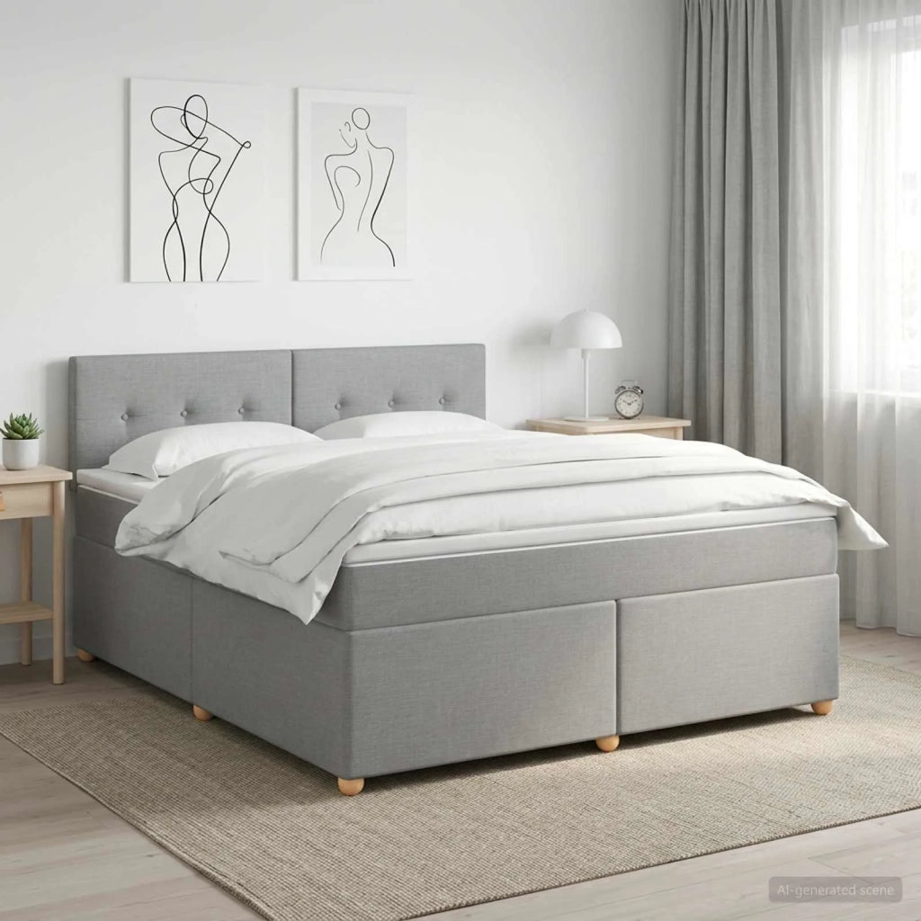 Letto box spring con materasso Grigio Chiaro 180 x 200 cm 3451014
