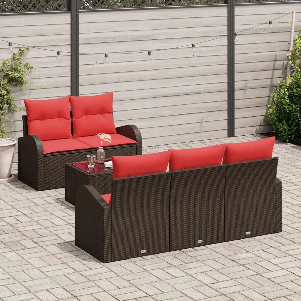 Set di divani con cuscino 6 pcs Marrone Poliestere 3345924