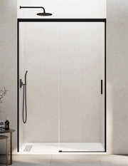 Porta doccia scorrevole 1+1 THALASSA (BASIC) 115 cm Profilo Nero vetro trasparente