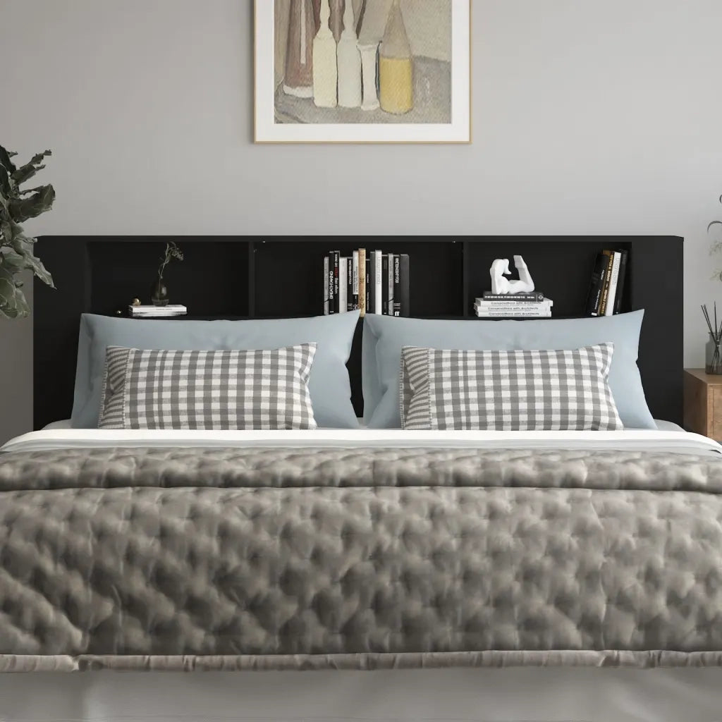 Testiera con Scomparti-Testata del letto Nera 220x18,5x104,5 cm