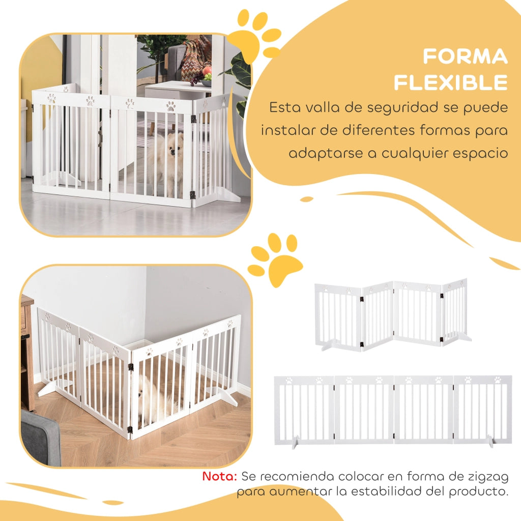 Barriera per Cani Pieghevole 4 Pannelli ¨C Minimal ¨C Bianco 204x61 cm
