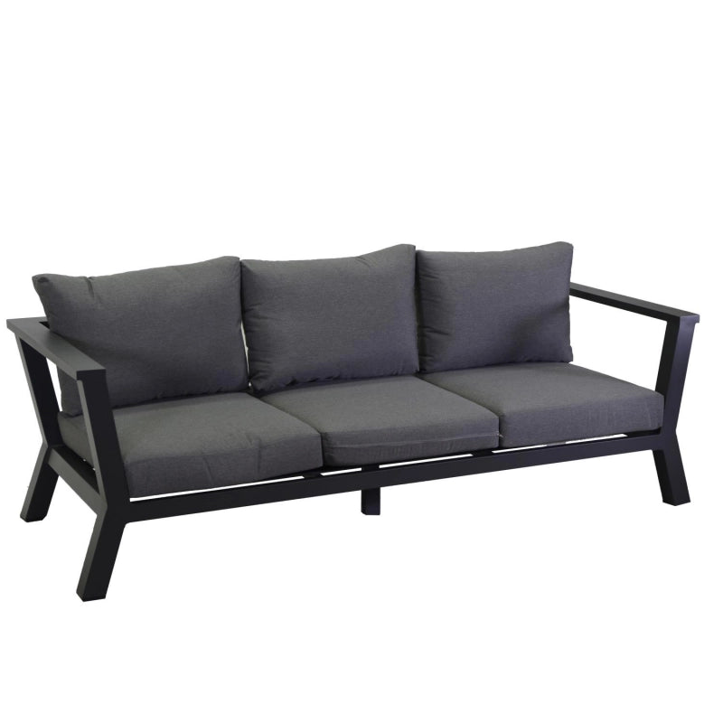 Divano alluminio riverton 3 posti antracite cm 193x78h84