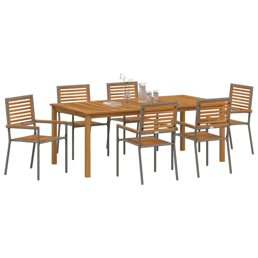 Set da Pranzo per Giardino 7 pcs Grigio