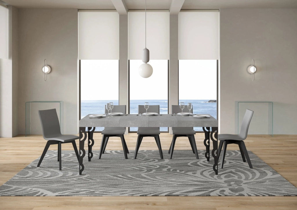 Tavolo allungabile 200/304x90 cm Karamay Premium cemento gambe antracite
