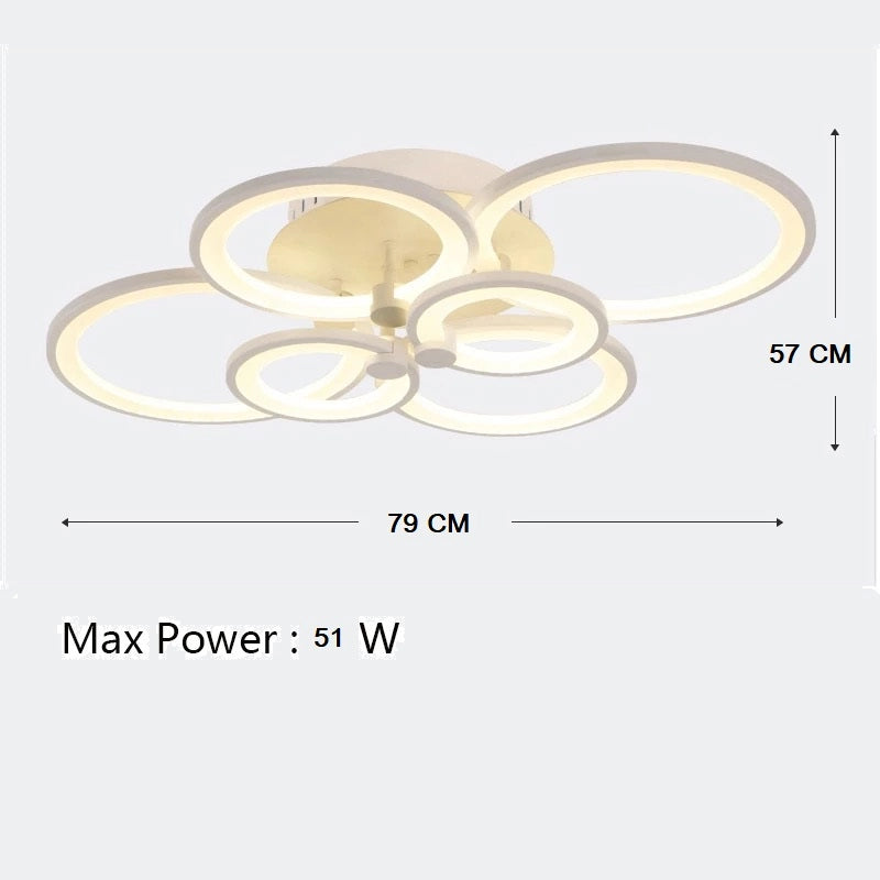 Lampadario Moderno Plafoniera led moderno 6 anelli 51 watt Luce Calda