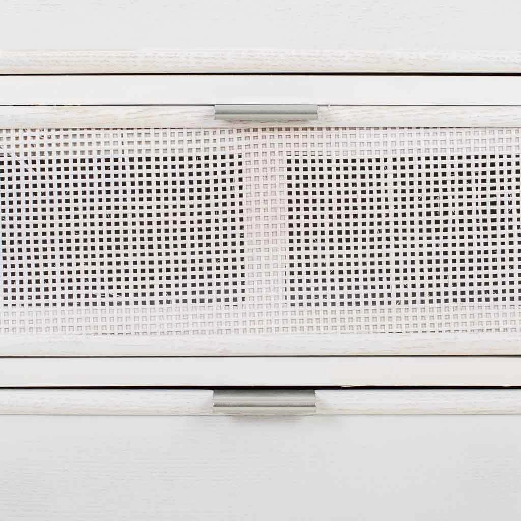 Credenza in legno e rete bianca 120x40,5x81h