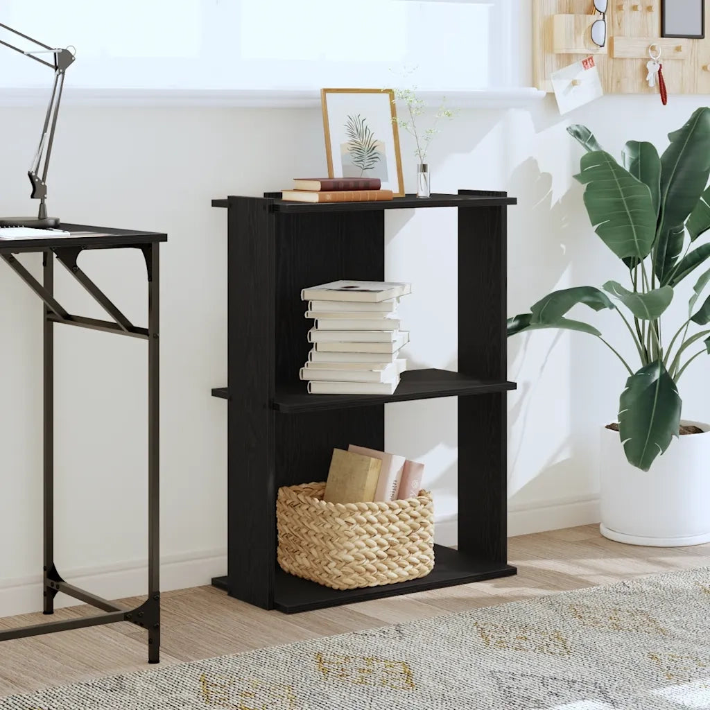 Libreria a 3 Ripiani Nera 60x30x80 cm in Legno Multistrato 860257