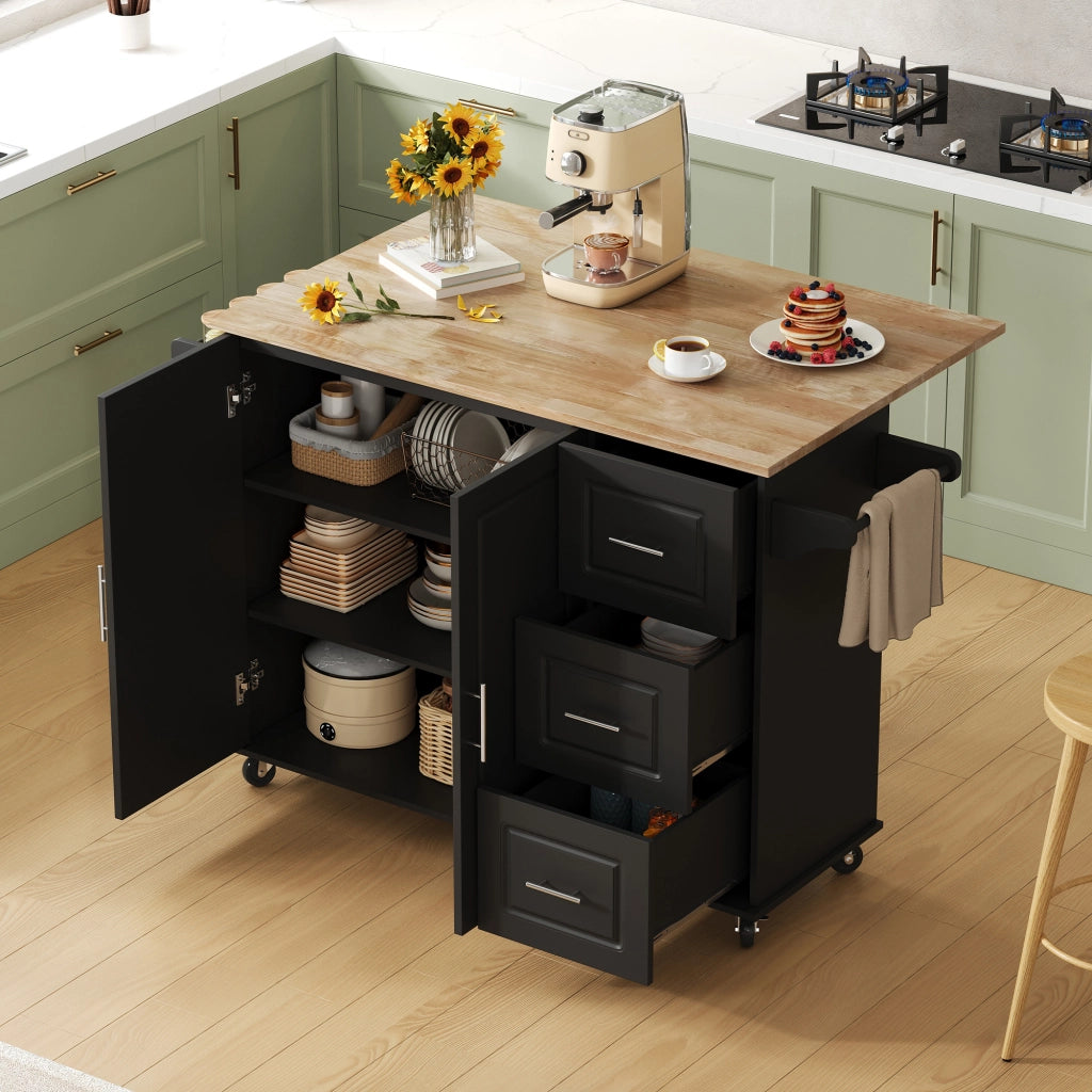CREDENZA DA CUCINA PIEGHEVOLE 137x43(76)x92 CM NERA IN MDF