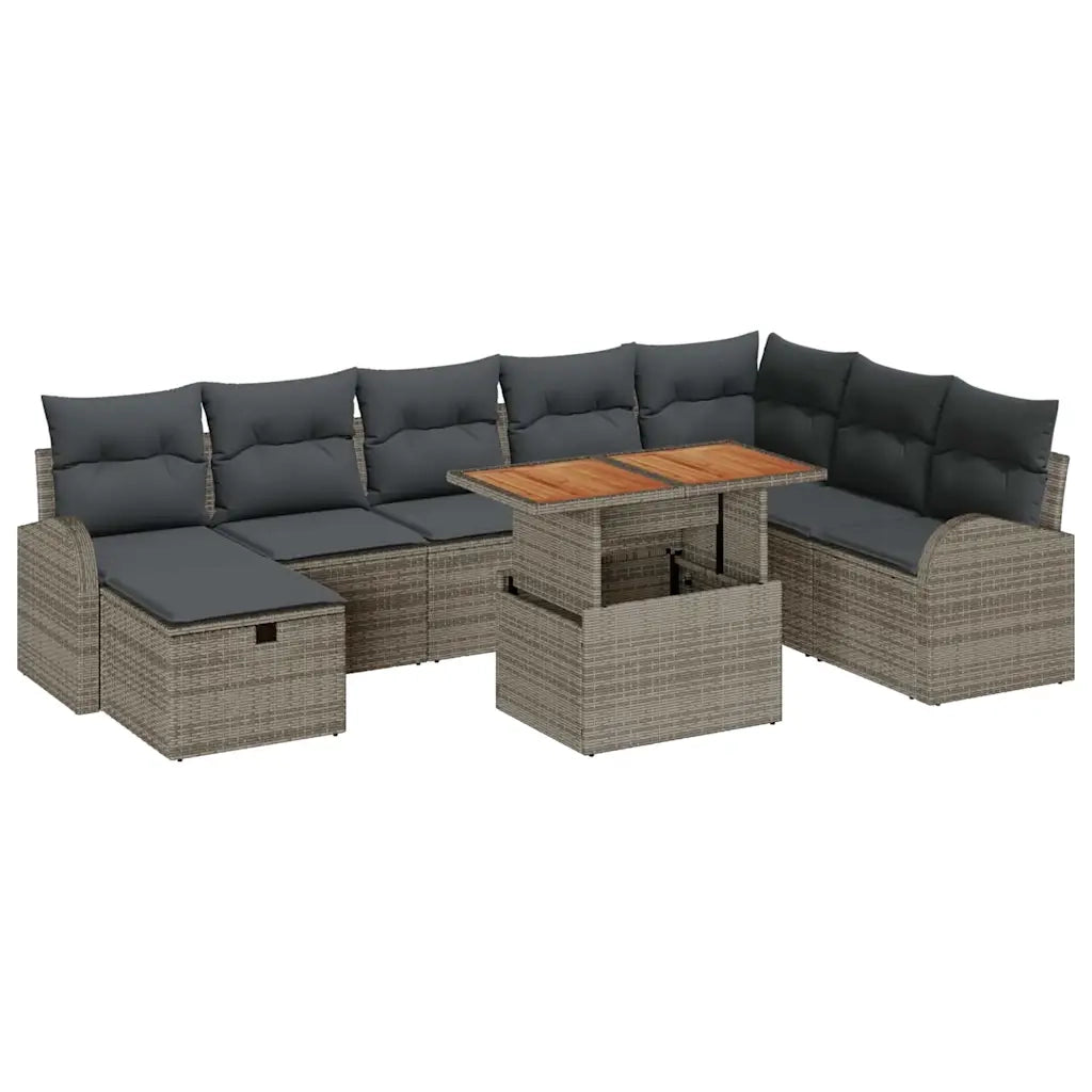 Set Divano da Giardino 9 pcs Grigio polyrattan 3361314