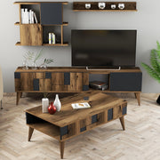 Segrate, set Mobili da Soggiorno Modulabile, Marrone Noce