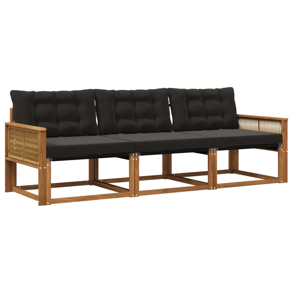 Set di divani da esterno 3 pz Naturale e Nero 3381220