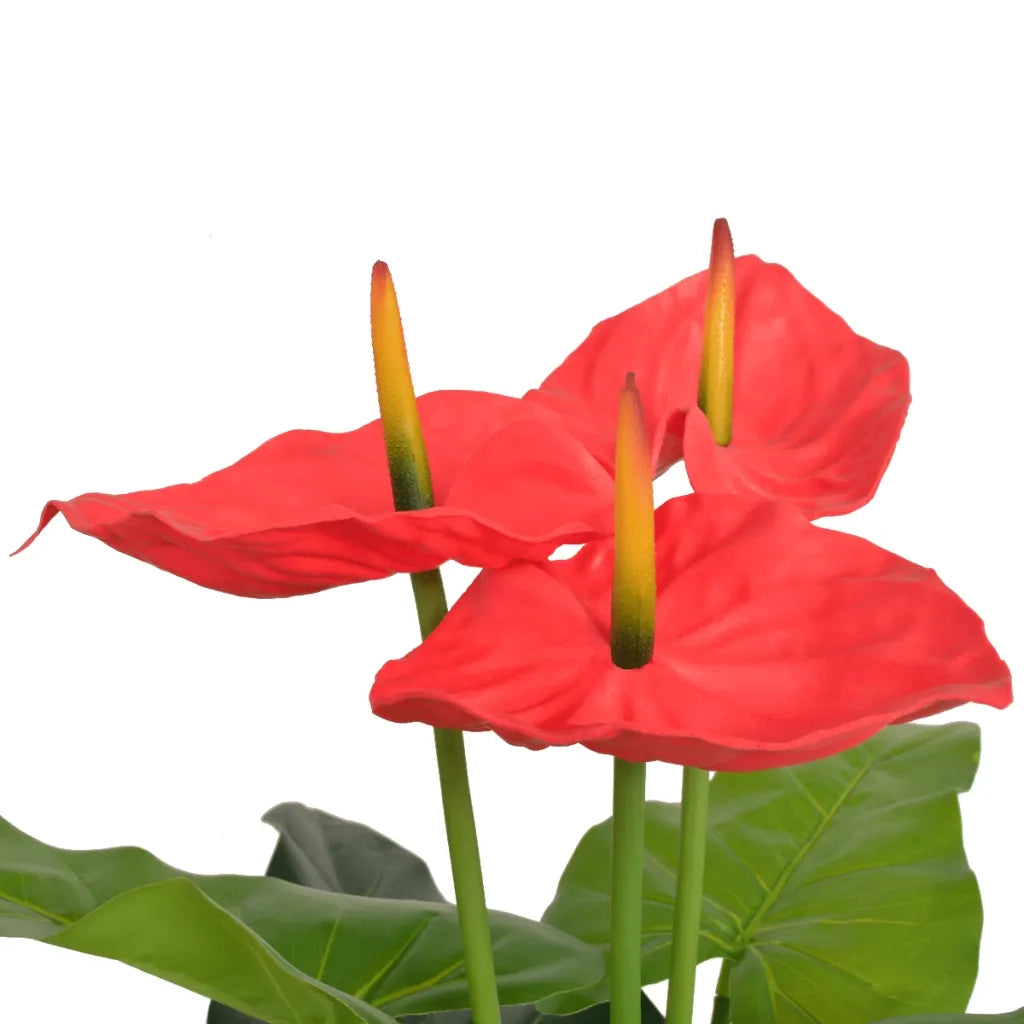 Anturium Pianta Artificiale con Vaso 90 cm Rosso e Giallo 244447