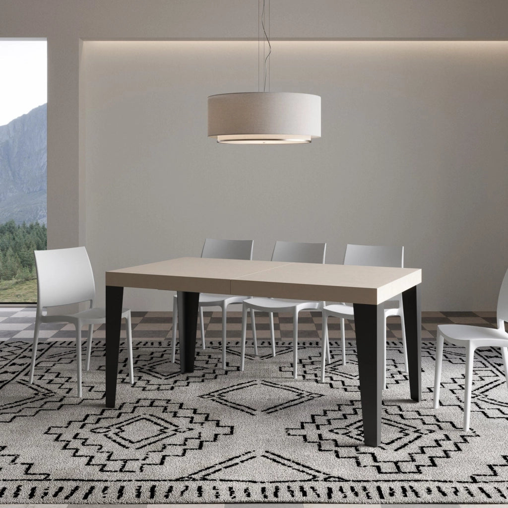 Tavolo Allungabile 160-264x90x77 cm Flame Premium Cashmere Telaio Antracite