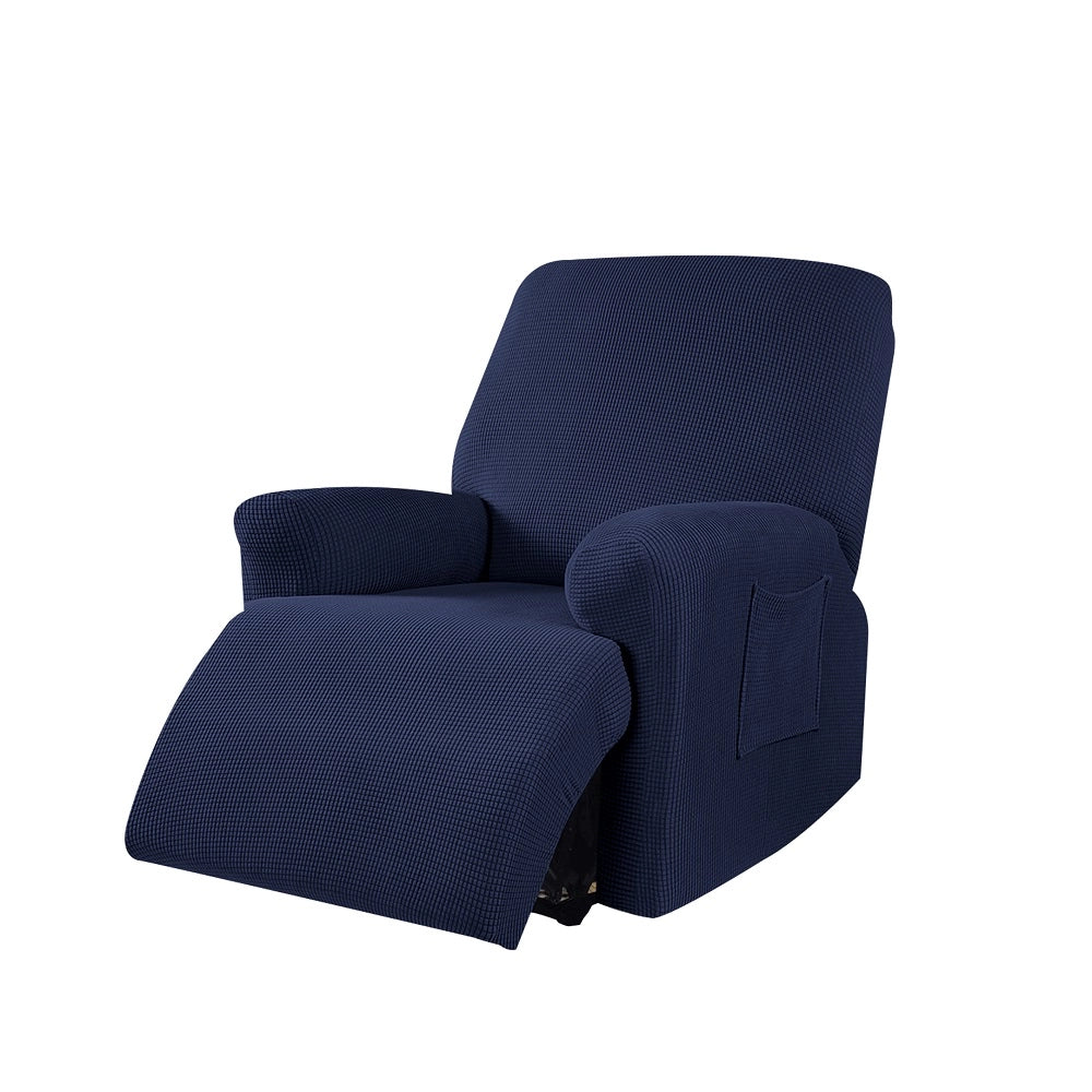 Copripoltrona jacquard elasticizzato per poltrona reclinabile relax con tasche Blu