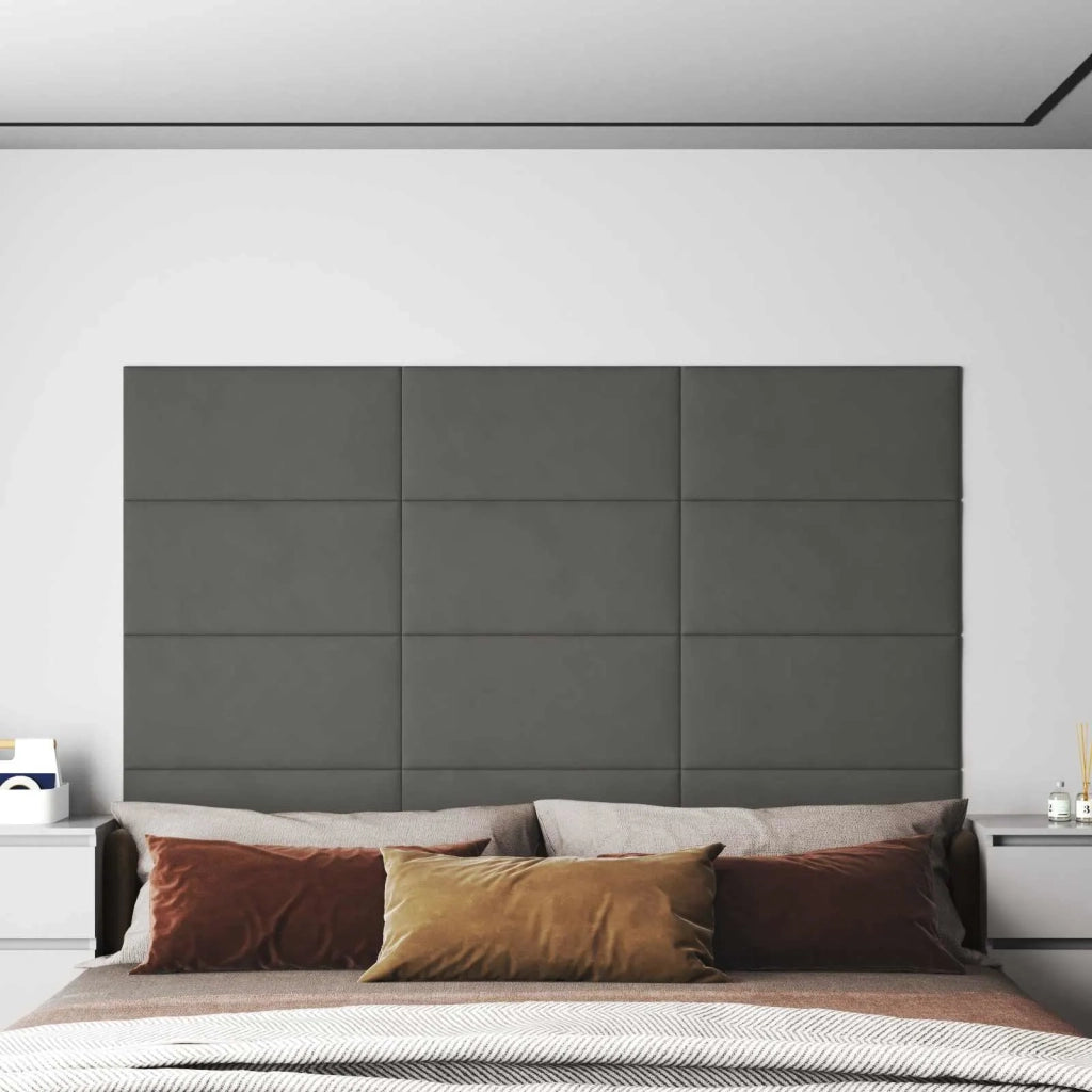 Testiera | Testata da Parete 12 pcs Grigio Scuro Velluto