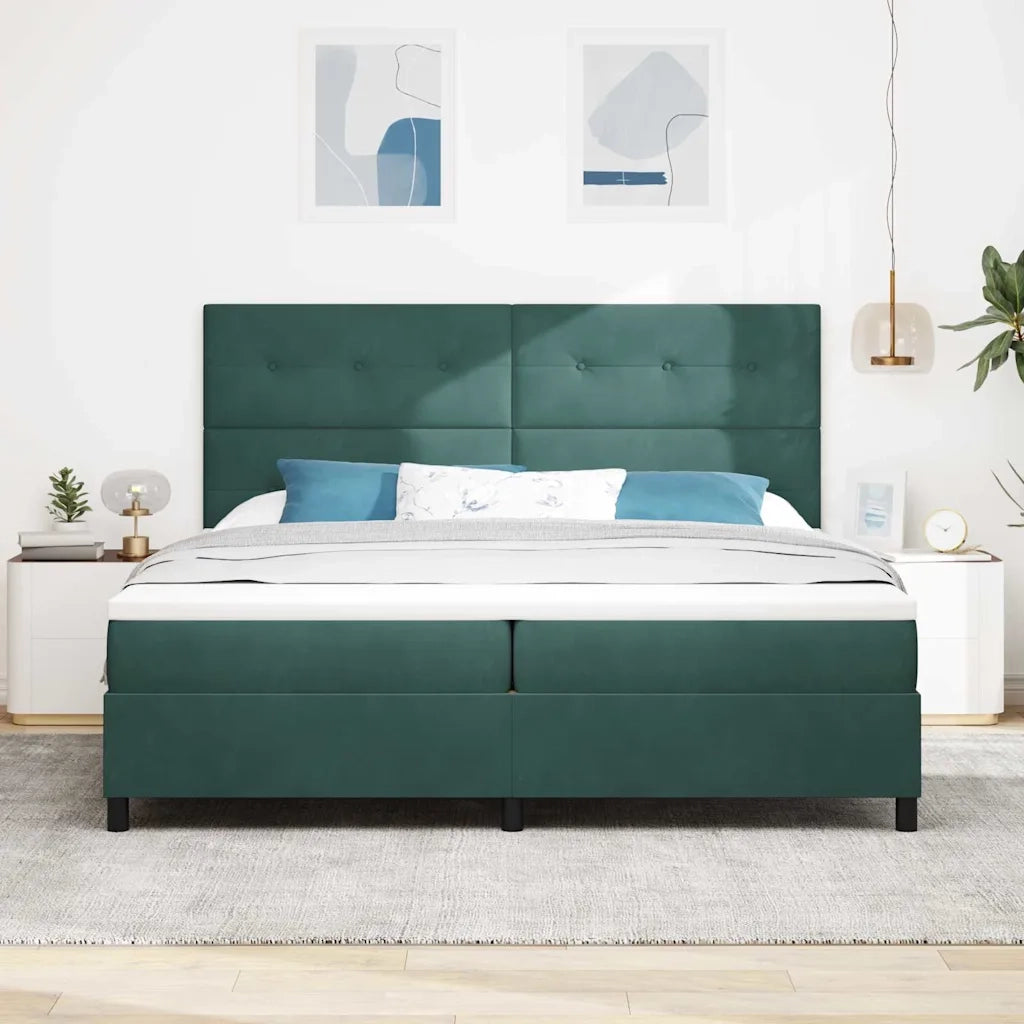 Letto a Sorgente LED Verde Scuro 200 x 200 cm Tessuto