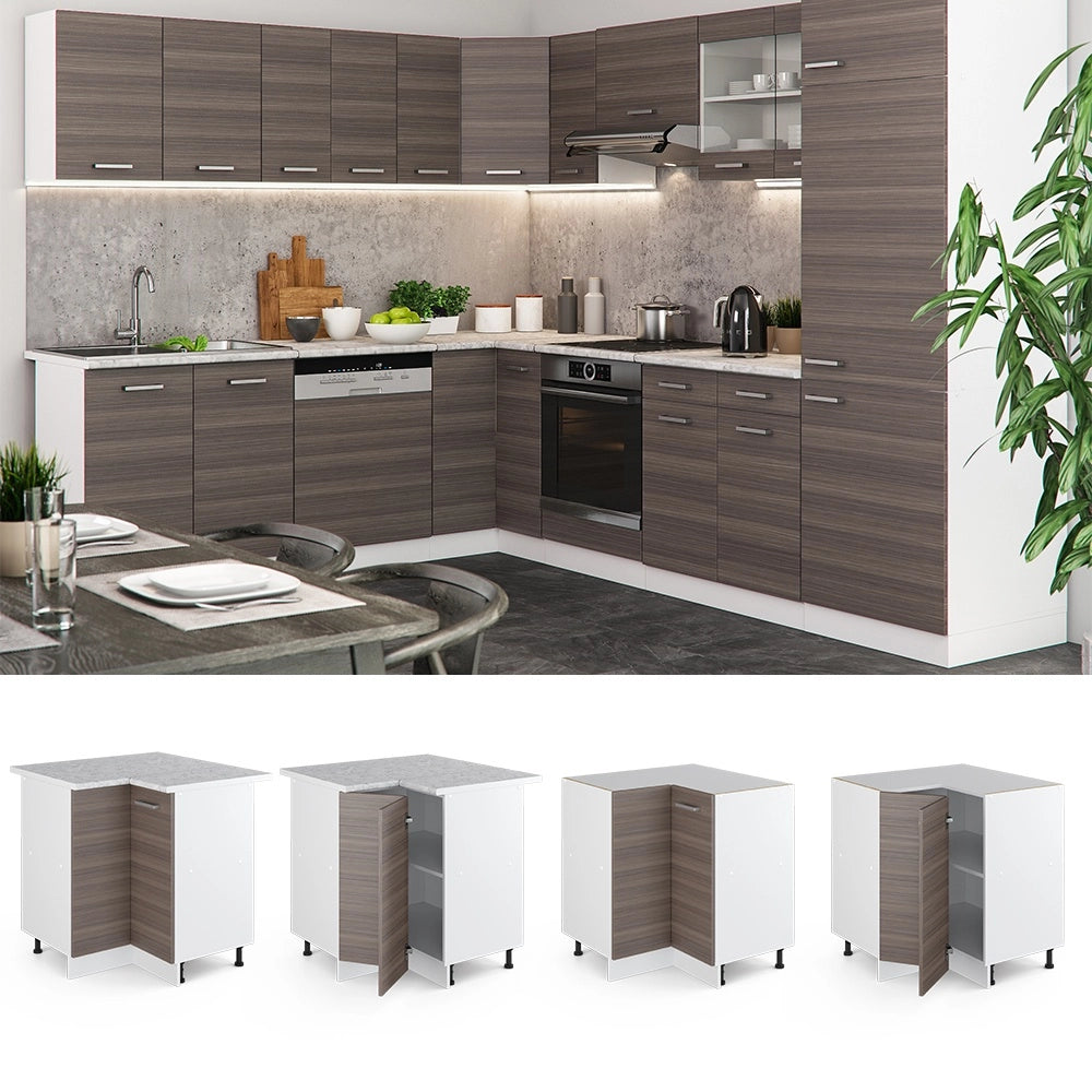 Mobile ad angolo cucina R-Line Grigio nobile/Bianco 75.6 cm, PL Antracite Vicco