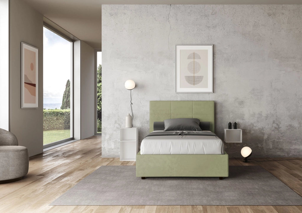 Letto 1 Piazza e Mezzo 120x210 cm Senza Rete Mika Tè verde