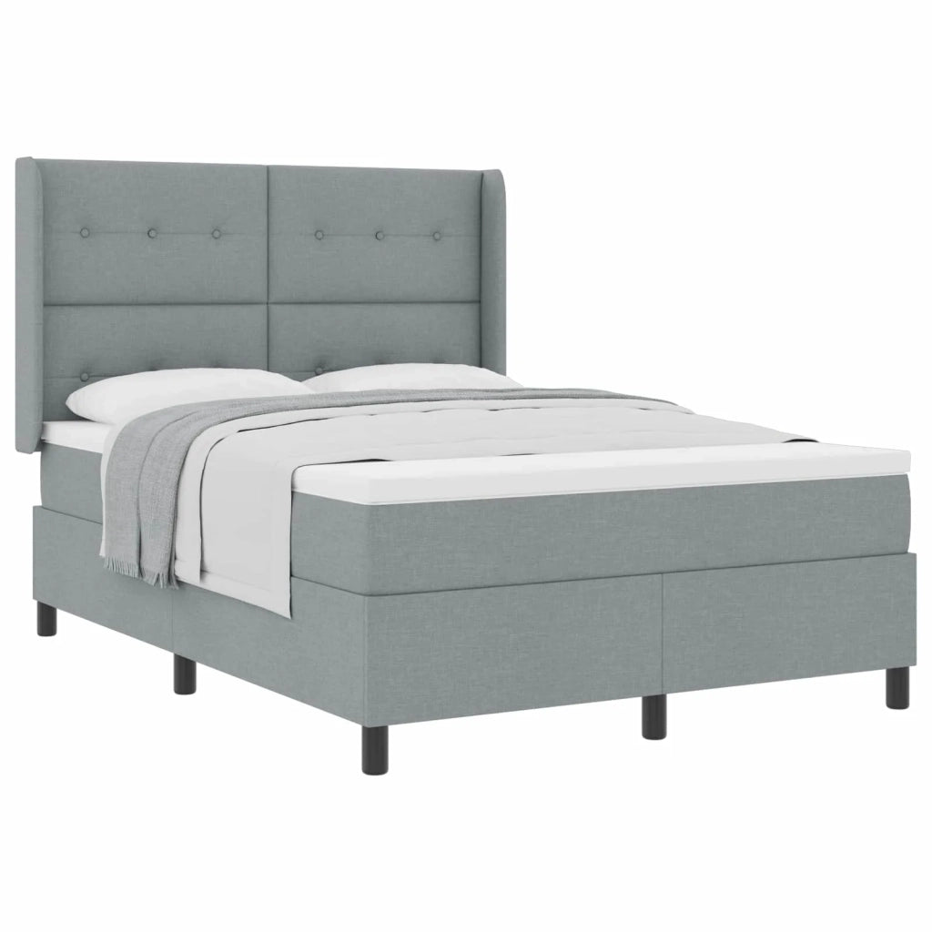Letto a molle con materasso Grigio chiaro 140 x 200 cm Tessuto