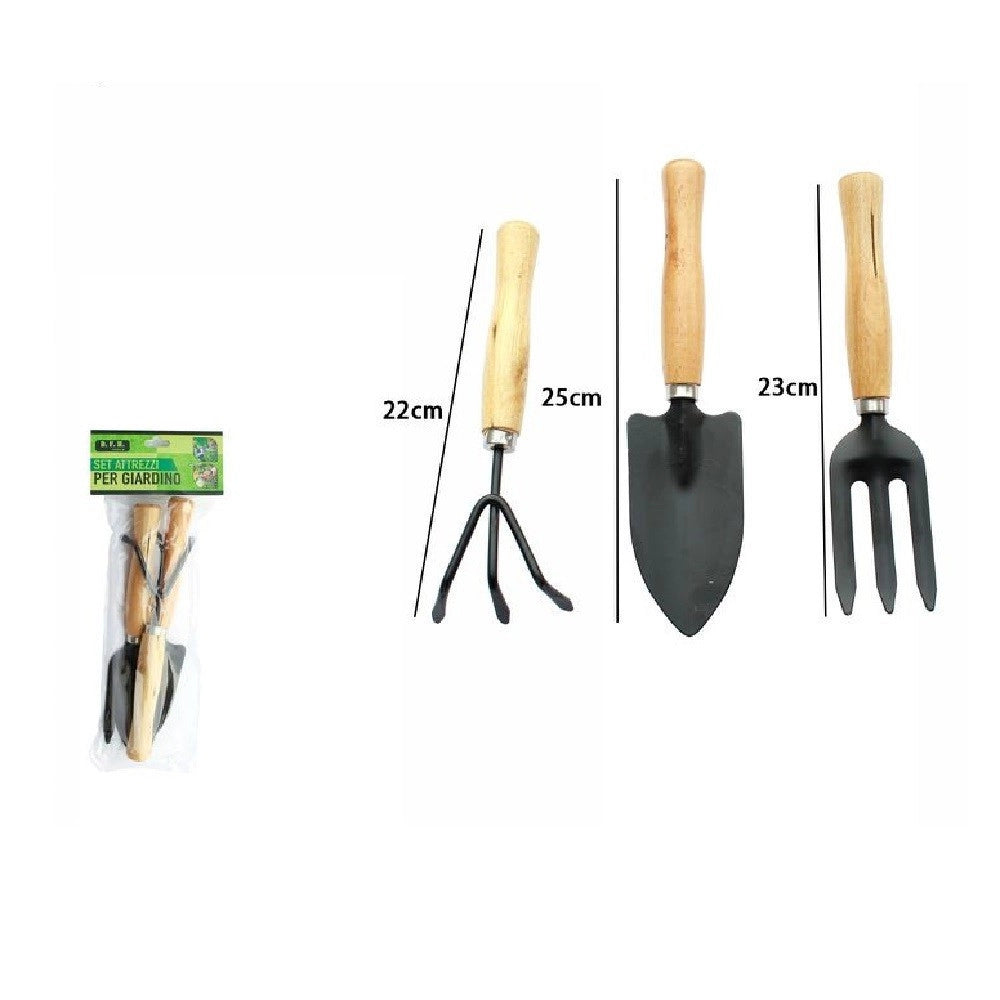 Trade Shop - Set 3 Pezzi Attrezzi Da Giardino Giardinaggio Accessori Rastrello Paletta 59697 -