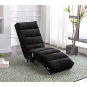 Chaise longue in lino nero poltrona massaggiante con vibrazione 148x55x84 cm