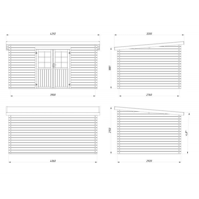 Casetta da giardino in legno 406x292 cm pareti 28 mm con porta doppia e tetto impermeabilizzato 10,4 m²  Esterni da Vivere Nora B