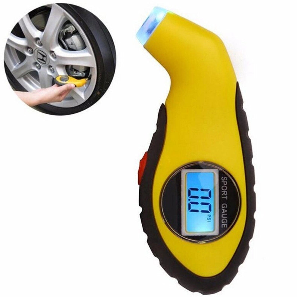 Trade Shop - Manometro Misuratore Digitale Di Pressione Gomme Pneumatici Per Auto Moto Bici -