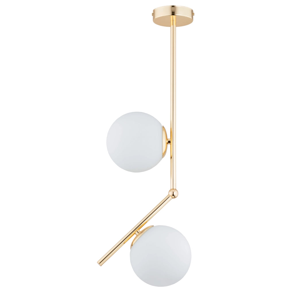 Lampada a sospensione oro vetro 2xE14 Alfa Liberty