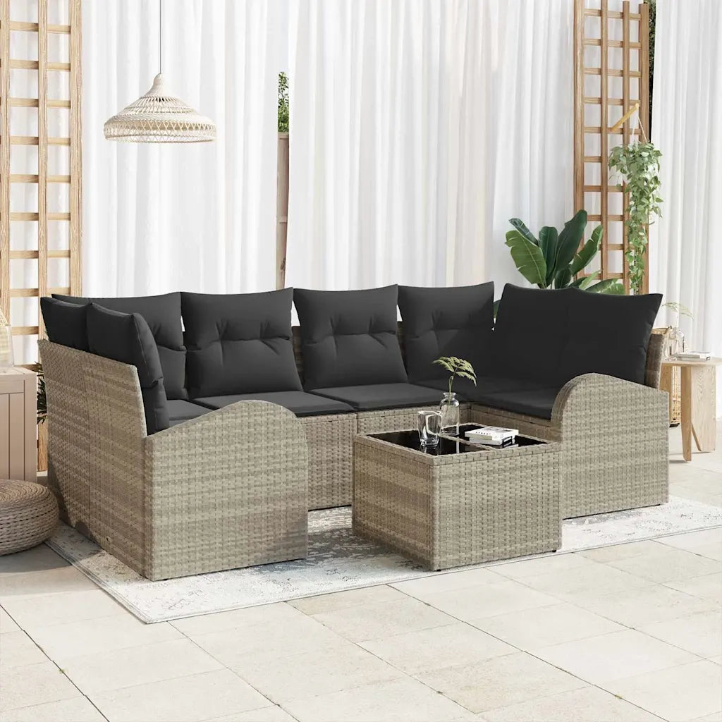 Set Divano da Giardino 7 pcs Grigio chiaro e grigio scuro