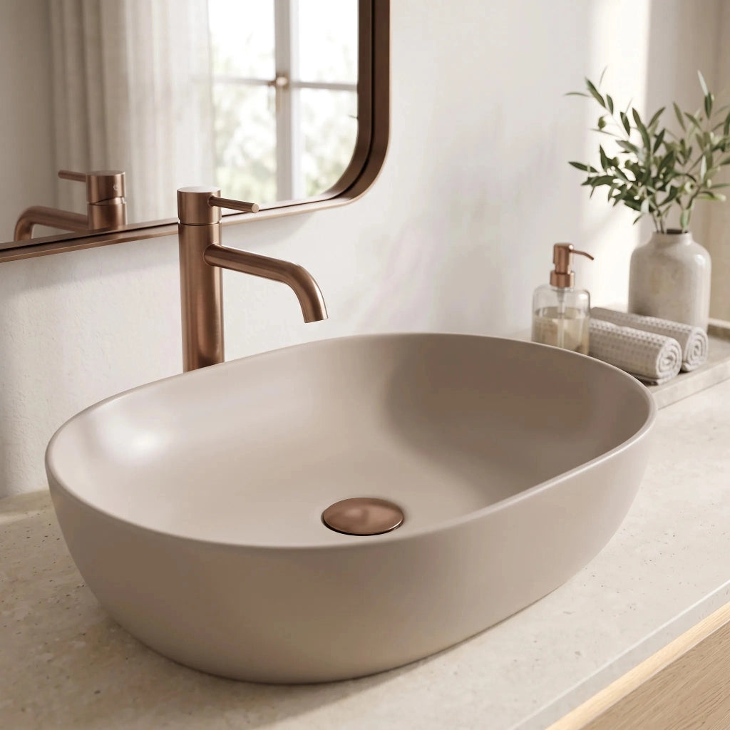 Lavabo Da Appoggio Rea Lisa Mocca Matt