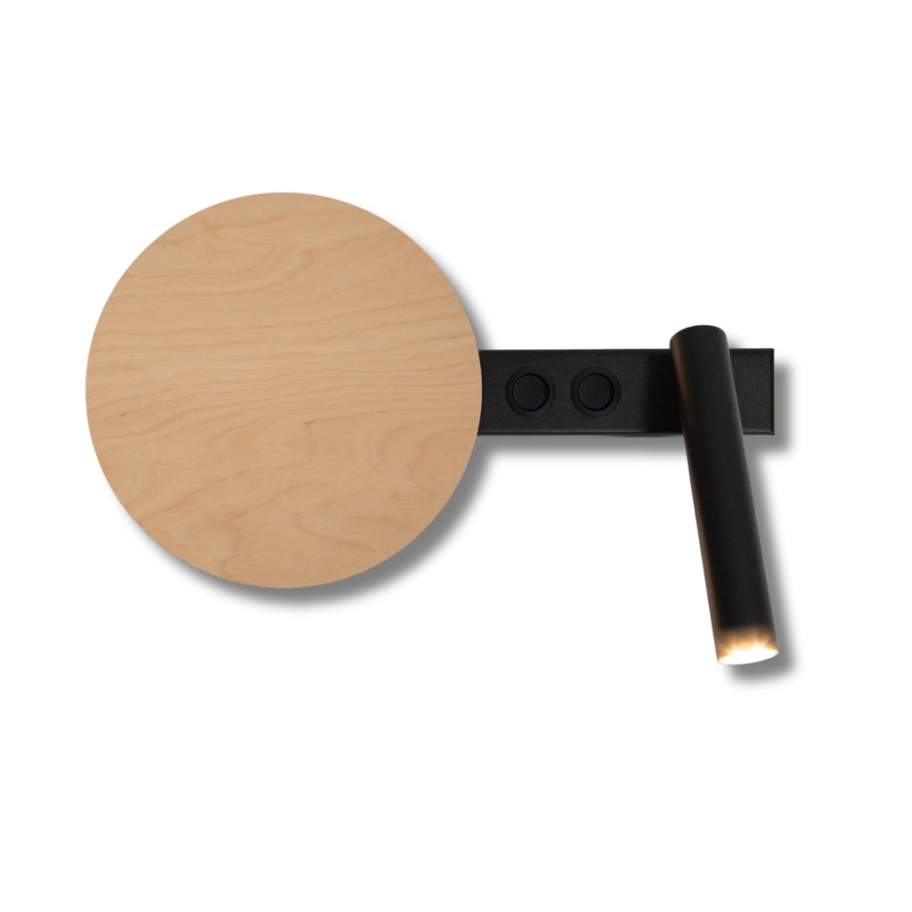 Applique moderna legno chiaro/nero spot orientabile 2xG9 Sigma