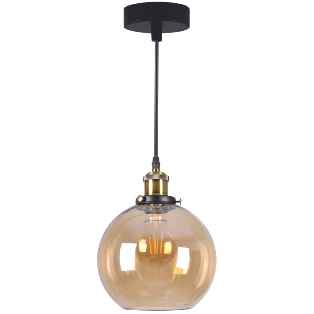 Lampada a sospensione IRWIN vetro ambra E27 Ø20cm Polux