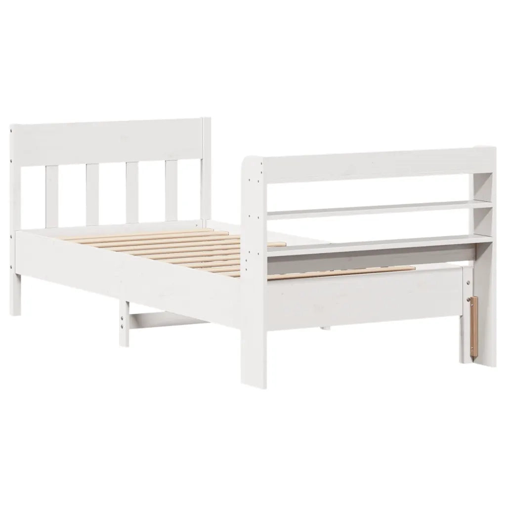 Giroletto senza Materasso Bianco 100x200 cm Legno Massello Pino