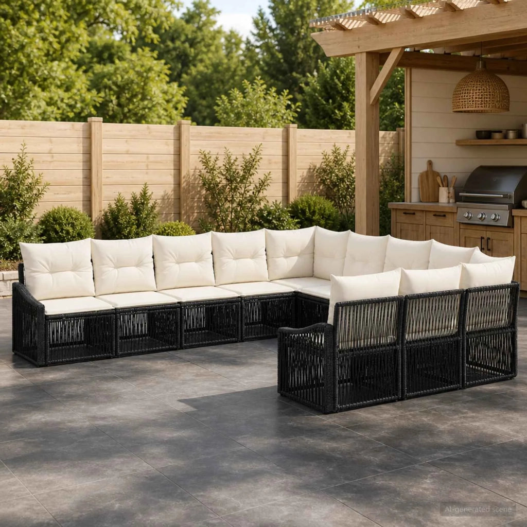 Set Divano da Giardino 11 pz Nero polyrattan 3436144