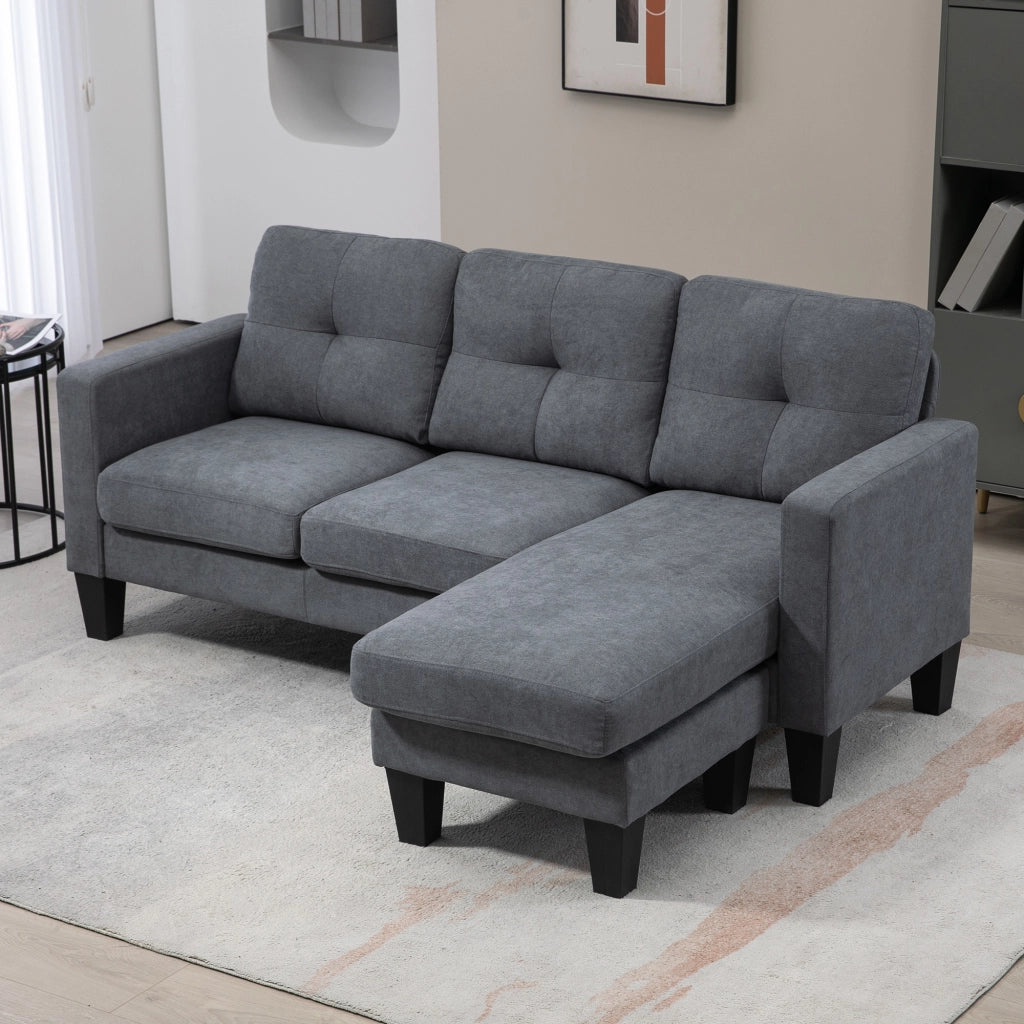 Divano angolare con chaise longue ¨C Minimal ¨C Tessuto grigio scuro 90x
