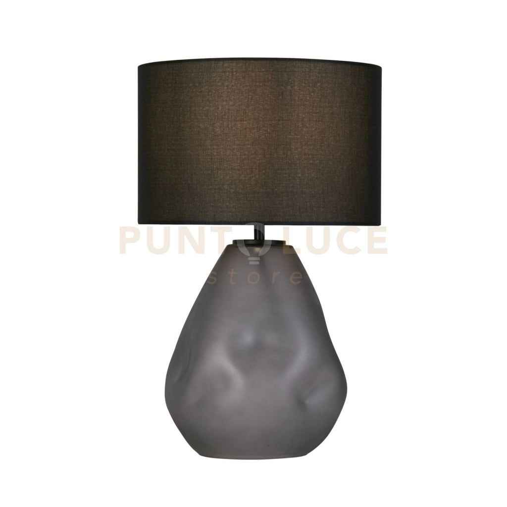 Lampada da tavolo Devon 1Lt, vetro perforato nero con lino nero