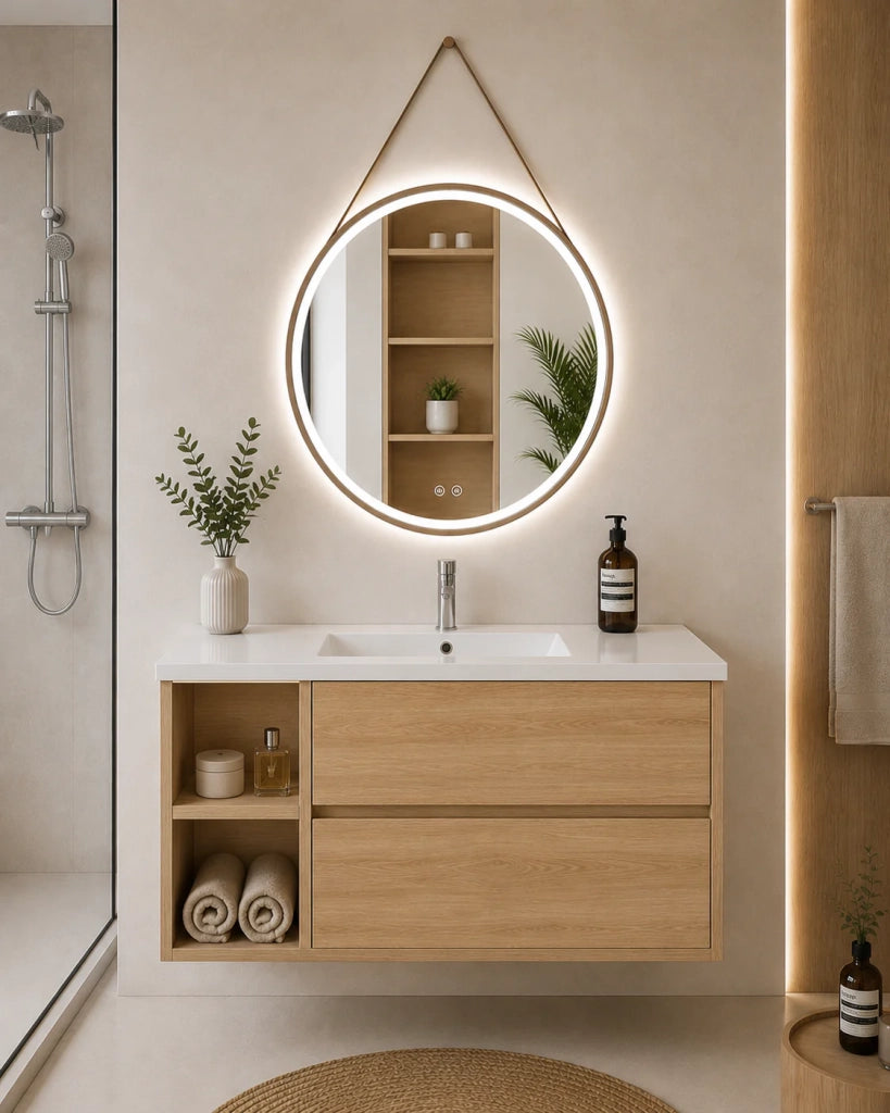 Mobile bagno con lavabo ORIGENBATH ZEUS senza specchio 70x45 cm Sinistra estepa