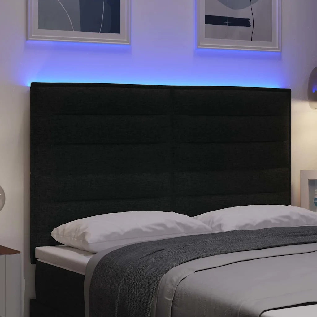 Testiera LED con strisce LED con testiera Nero 144 cm Tessuto 3338288