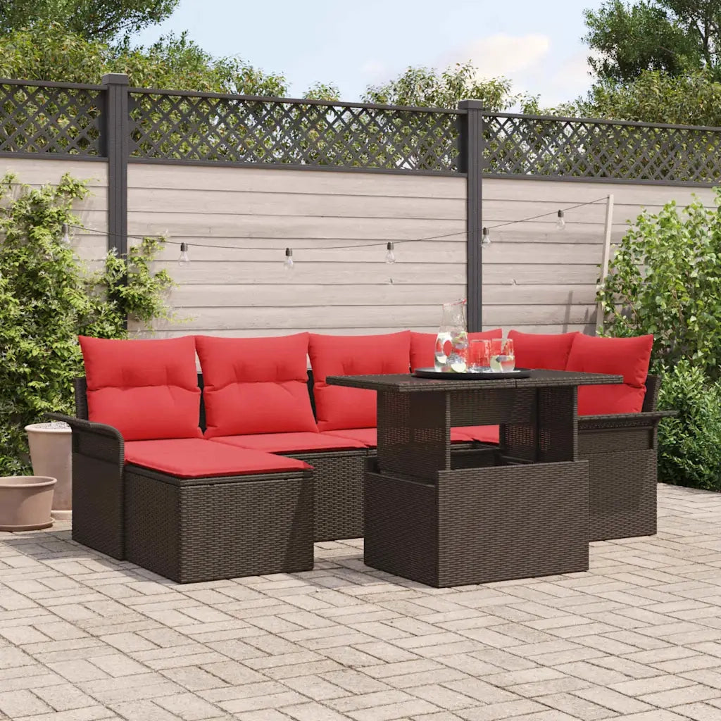 Set Divano da Giardino con cuscino 7 pcs Marrone polyrattan 3348320