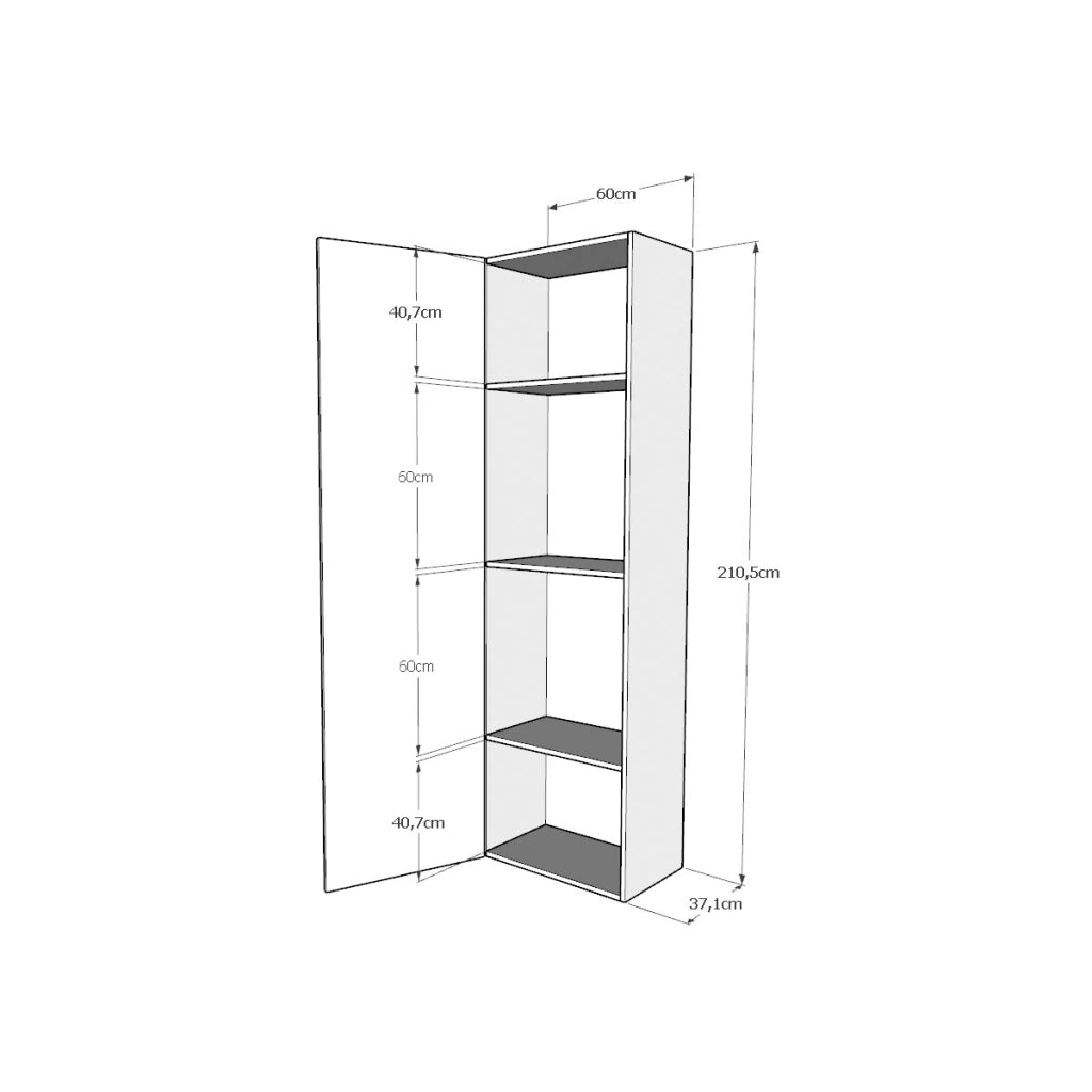 Base Colonna a terra L.60 H.210,3 P.39,2 sx-dx Noce