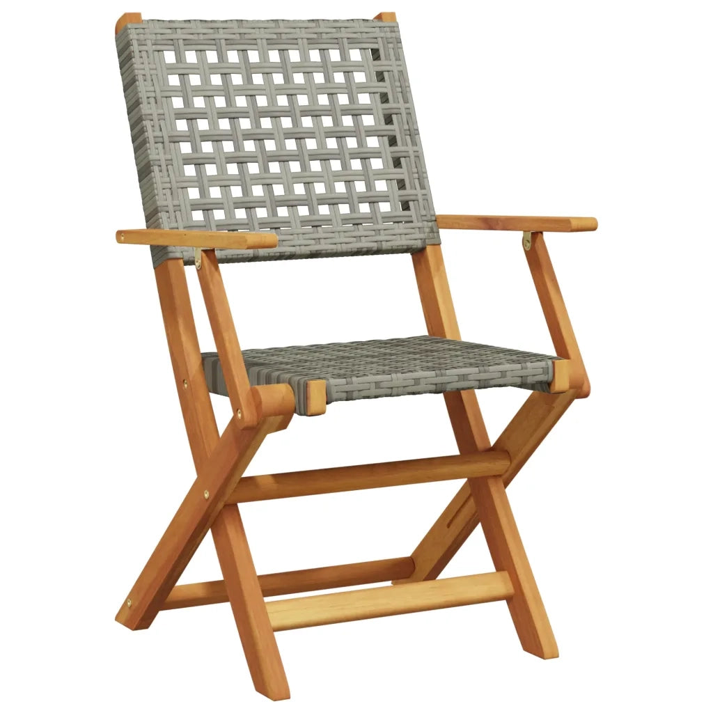 Set Pranzo da Giardino 5pz Grigio Polyrattan e Legno Massello 3281695