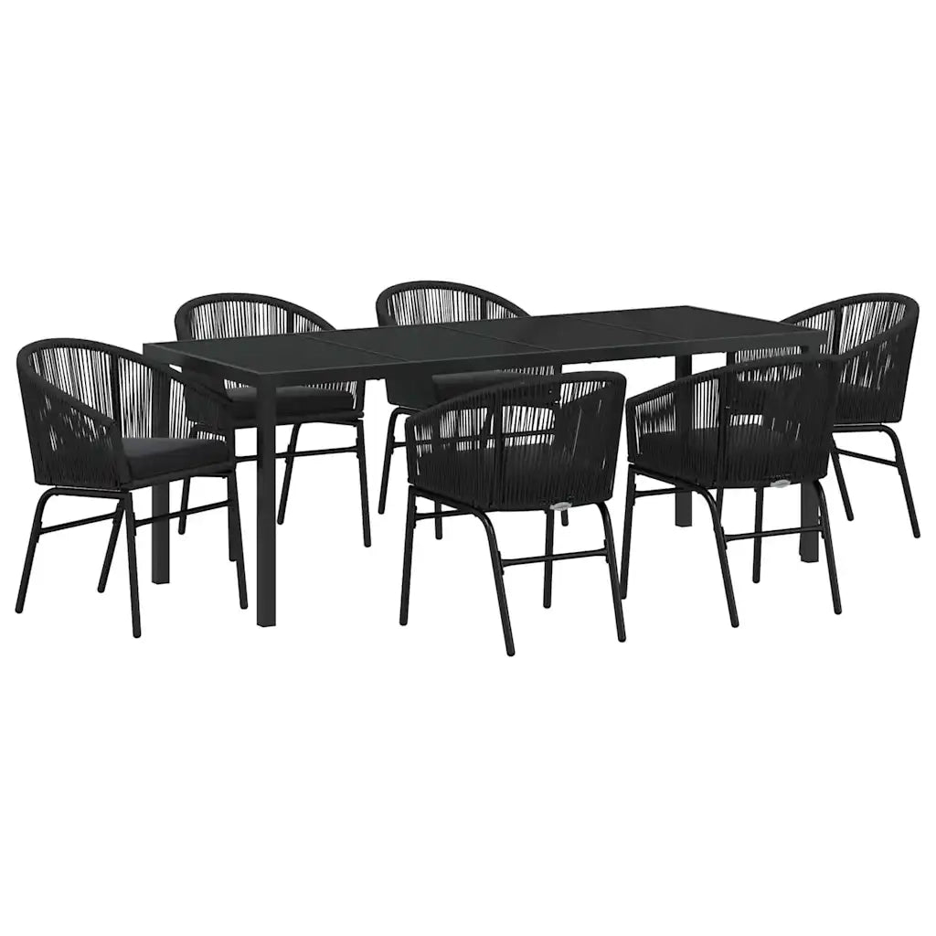 Set da Pranzo per Giardino 7 pcs Nero 3379350