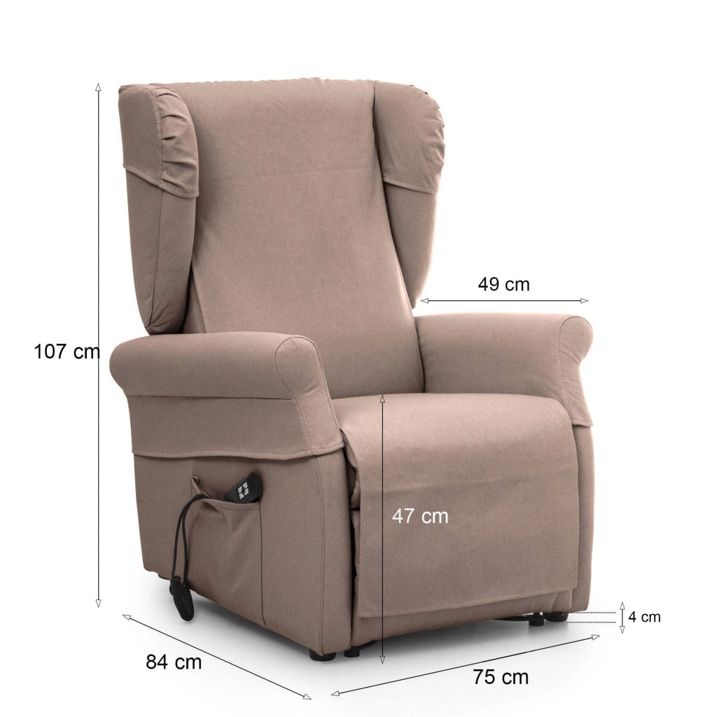 Poltroncina Treia, Poltrona Sfoderabile Made in Italy, 75x84x107h cm Beige