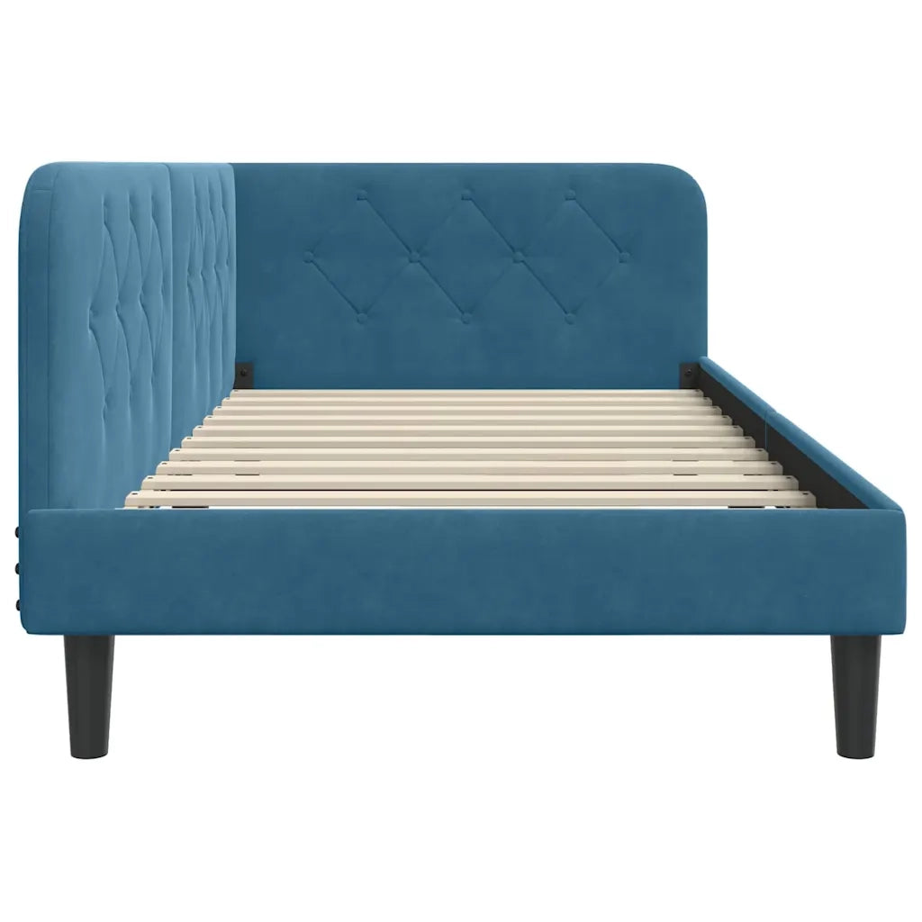 Cornice del letto ad angolo Blu 100 x 200 cm Velluto 42016615